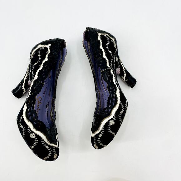 Irregular Choice Size 36 EU Black White leather eyelet Heels - Picture 4 of 9